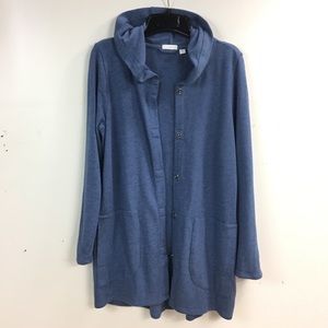 J. Jill Hooded Snap Front Cardigan Sweater